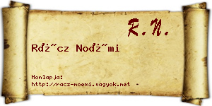 Rácz Noémi névjegykártya